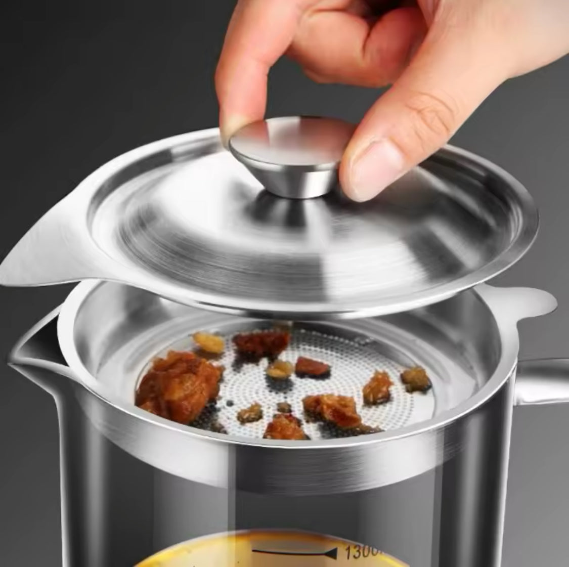 Transparent Glass Oil Filter Jar With Scale, Filter Oil Storage Tank, Oil Filter Pot, Filter Oil Pot With Stainless Steel Fry Strainer, Oil Container Jar, Glass Oil Kettle Transparent Glass Oil Filter Jar With Scale, Filter Oil Storage Tank, Oil Filter Pot, Filter Oil Pot With Stainless Steel Fry Strainer, Oil Container Jar, Glass Oil Kettle